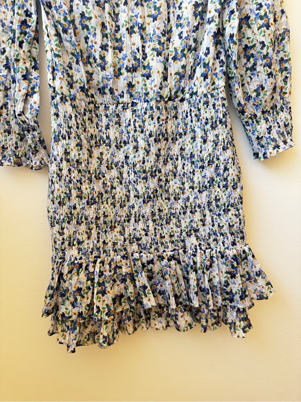 Veronica Beard Women's Cobalt multi Darrah Smocked Floral Mini Dress - Picture 7 of 11